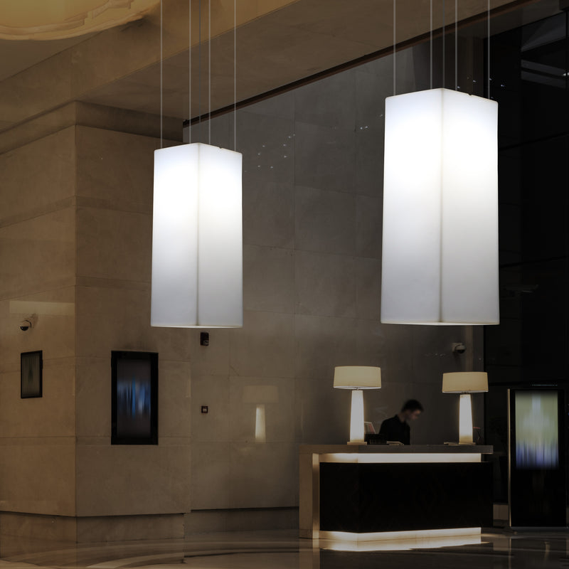 Rechthoekige LED Hanglamp, Moderne Hanglamp, 80cm, E27, Wit, Sfeerverlichting