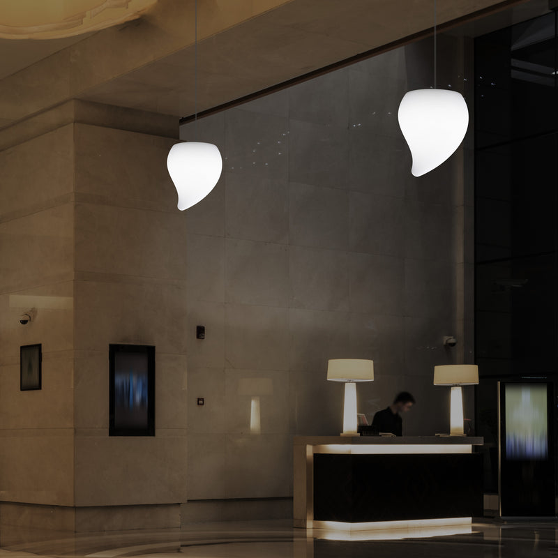 Designer LED Hanglamp, Unieke Traanvormige E27 Hangende Plafondlamp, Wit, Sfeerlicht