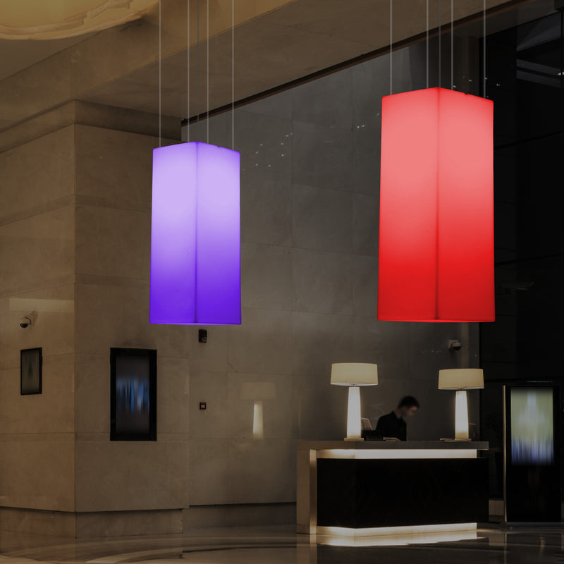 Rechthoekige LED Plafondlamp, Meerkleurig Rechthoekig RGB Hanglicht, 110 x 30cm, Sfeerlicht