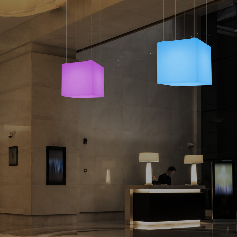 Kubus Hangende LED Lamp, Geometrische SMD RGB Plafondlamp, 500 mm, Sfeerverlichting