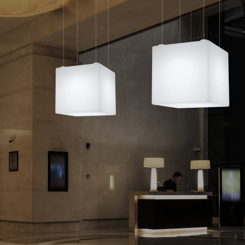 Kubus Hanglamp, Geometrisch Plafondlamp LED Licht, 60cm, E27, RGB met Afstandsbediening