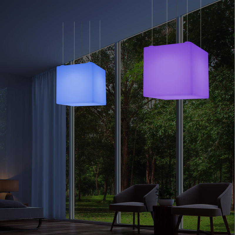 Kubus Hanglamp, Geometrisch Plafondlamp LED Licht, 60cm, E27, RGB met Afstandsbediening