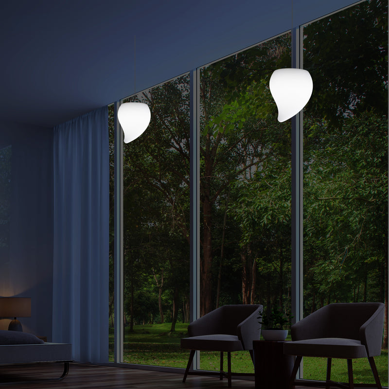Designer LED Hanglamp, Unieke Traanvormige E27 Hangende Plafondlamp, Wit, Sfeerlicht