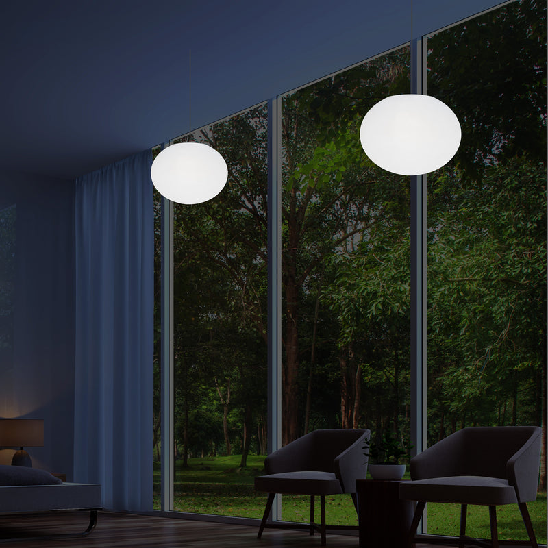Designer LED Plafondlamp, 3D Ovaal E27 Hanglamp, 27cm Vlakke Bol, Sfeerverlichting