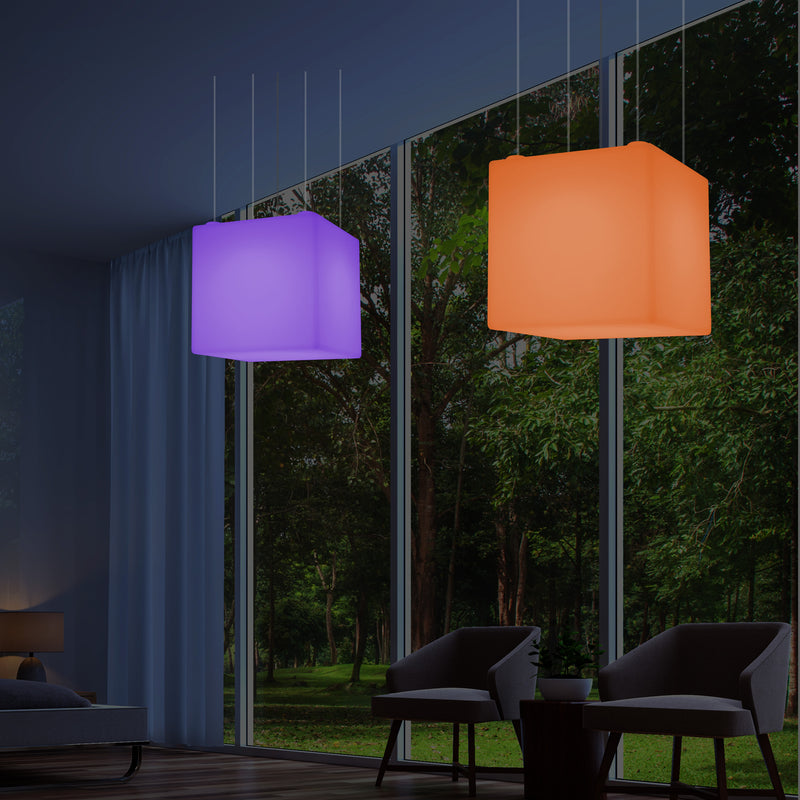 Kubus Hanglamp, Geometrisch Plafondlamp LED Licht, 60cm, E27, RGB met Afstandsbediening