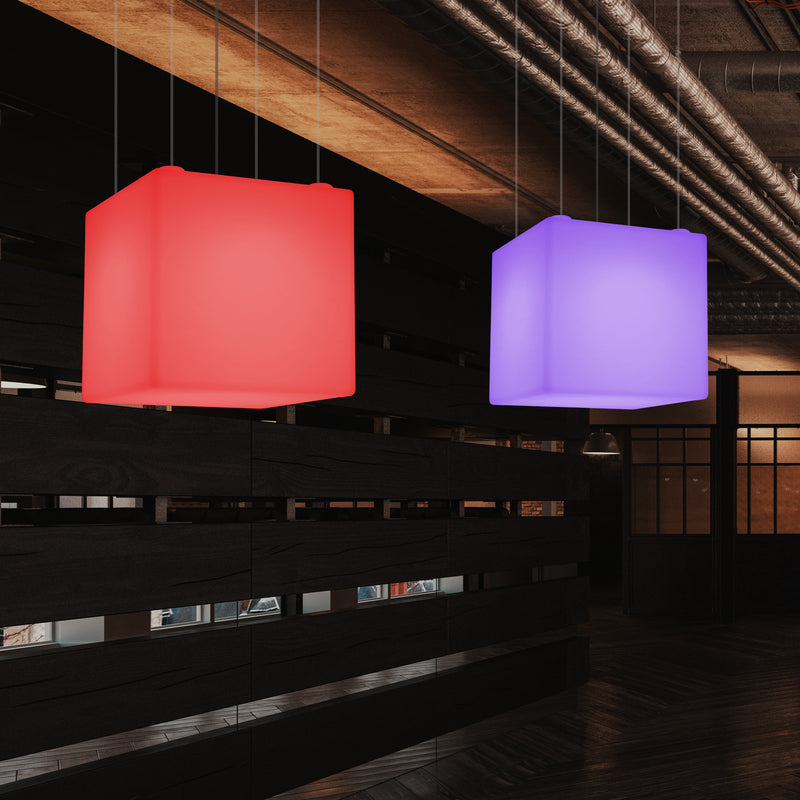 Kubus Hanglamp, Geometrisch Plafondlamp LED Licht, 60cm, E27, RGB met Afstandsbediening