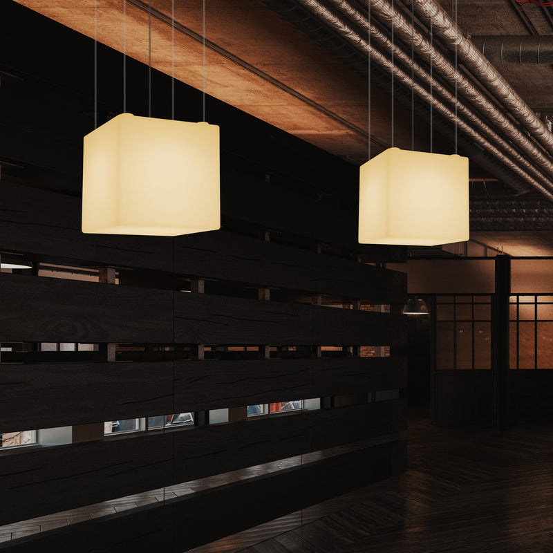 Kubus LED Hanglamp, Geometrische Plafondlamp, 40 x 40 cm, E27, Warm Wit, Sfeerverlichting
