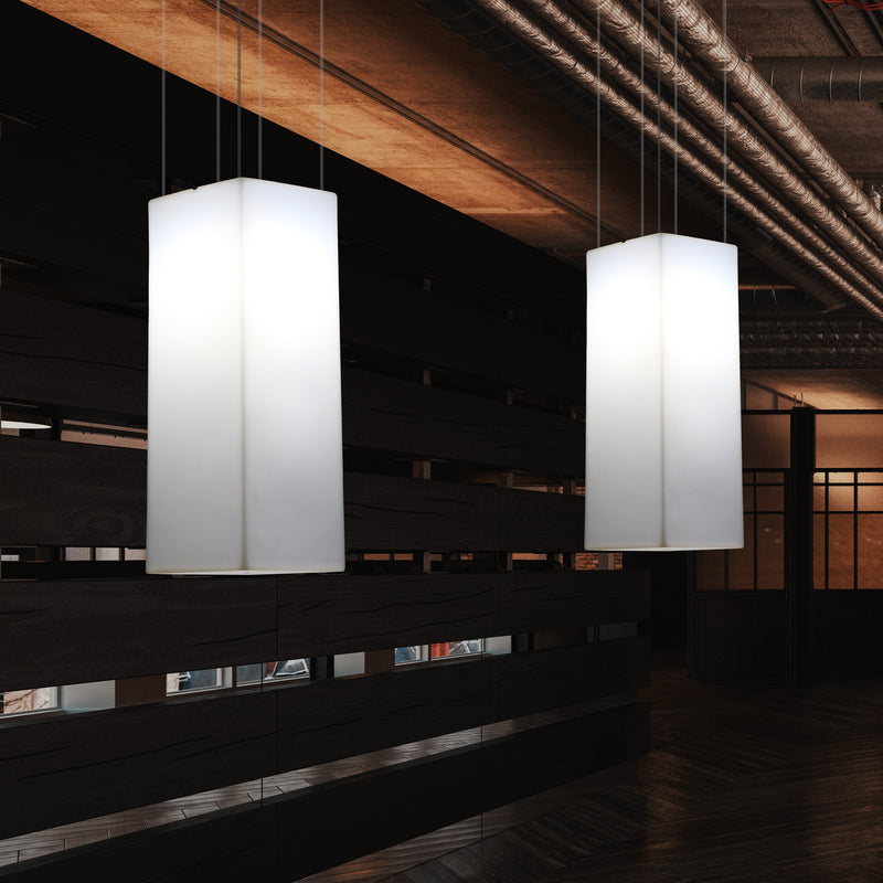 Rechthoekige LED Hanglamp, Moderne Hanglamp, 80cm, E27, Wit, Sfeerverlichting