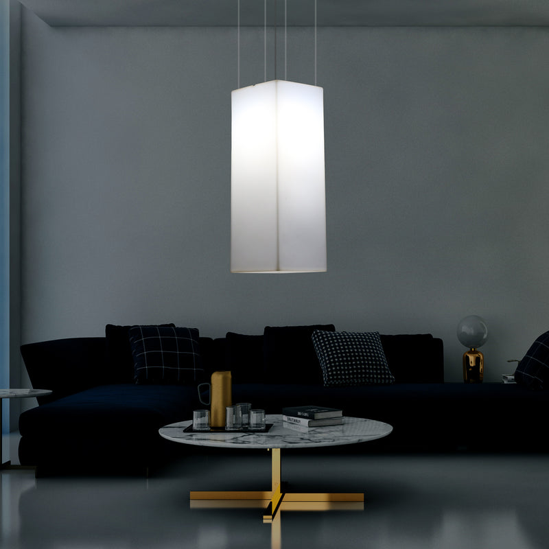 Rechthoekige LED Hanglamp, Moderne Hanglamp, 80cm, E27, Wit, Sfeerverlichting