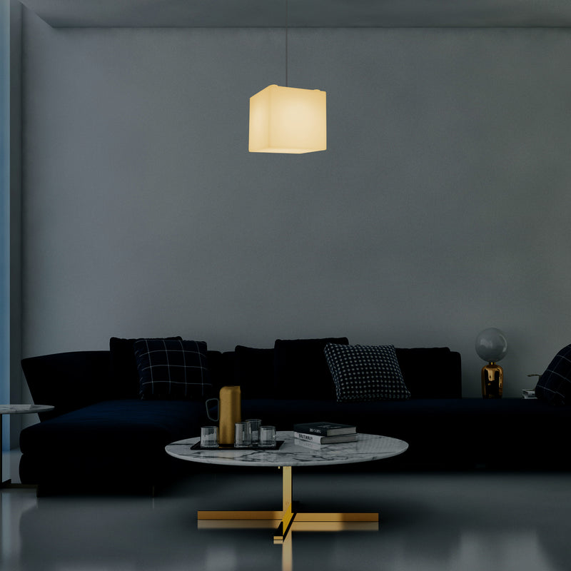 Geometrische Plafondlamp, Kubus LED Hanglamp, 20 x 20 cm, E27, Warm Wit, Sfeerlicht