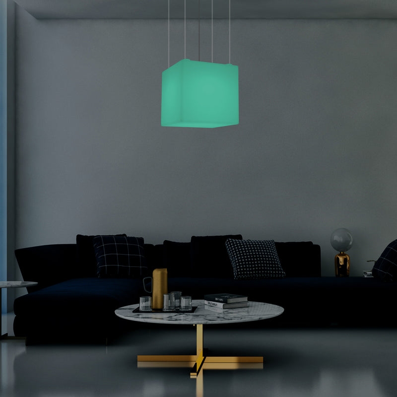 Kubus Hangend LED Licht, Moderne Hanglamp, 40cm, E27, Kleurveranderende Design Lamp