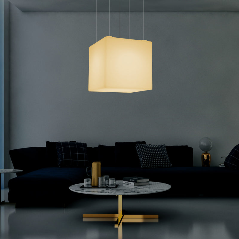 Moderne Hanglamp, Kubus LED Hangende Lamp, 60 x 60 cm, E27, Warm Wit, Plafondlamp