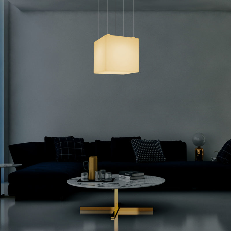 Kubus LED Hanglamp, Geometrische Plafondlamp, 40 x 40 cm, E27, Warm Wit, Sfeerverlichting