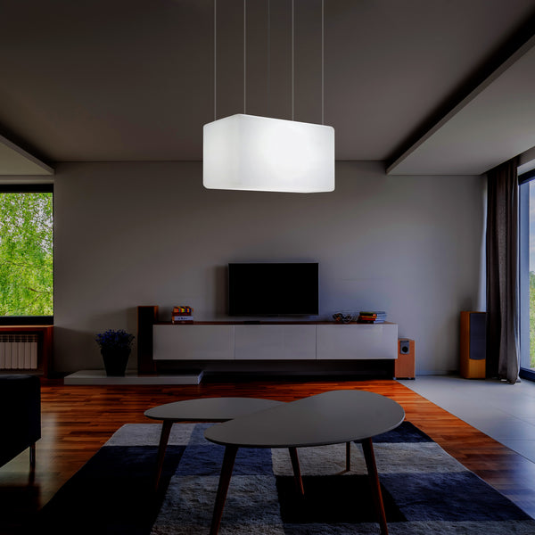 LED Hanglamp, Designer Plafondlamp voor boven Kookeiland, 55 x 35cm, E27, Wit