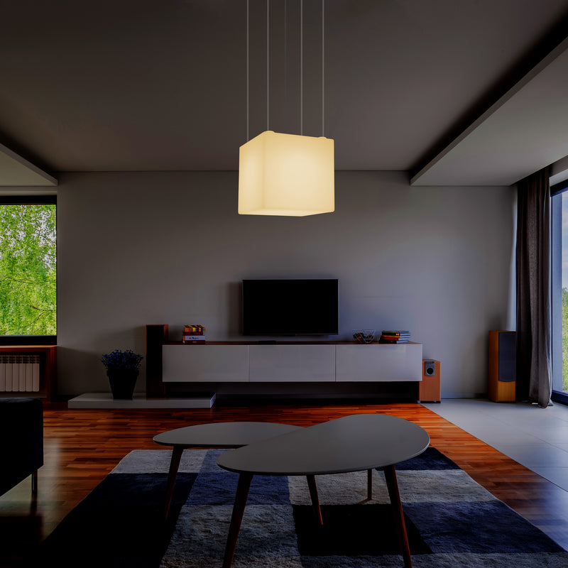 Kubus LED Hanglamp, Geometrische Plafondlamp, 40 x 40 cm, E27, Warm Wit, Sfeerverlichting