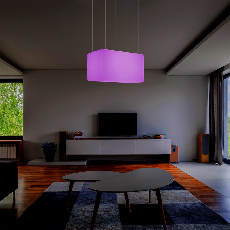 Unieke Plafondlamp, Hangende Lichtzuil, LED Lamp, 55 x 35 cm, E27, RGB met Afstandsbediening
