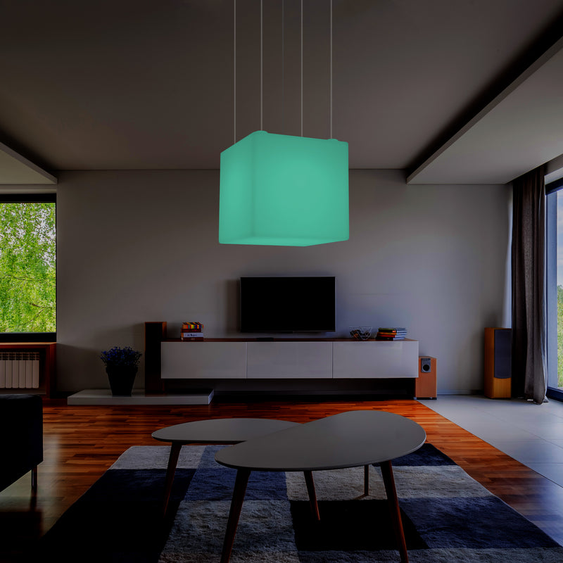 Kubus Hanglamp, Geometrisch Plafondlamp LED Licht, 60cm, E27, RGB met Afstandsbediening