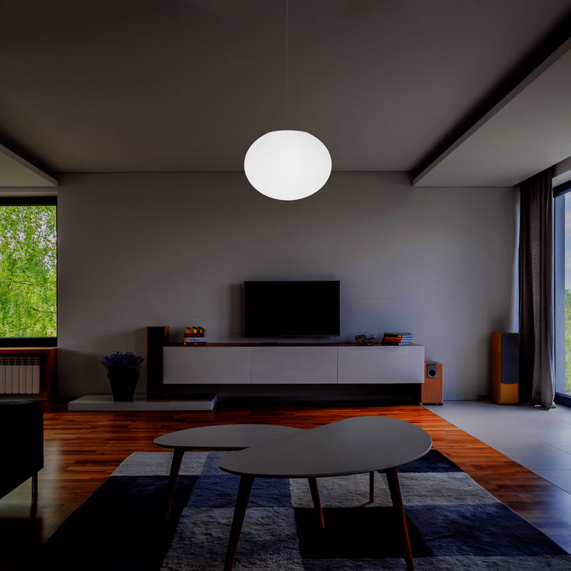 Designer LED Plafondlamp, 3D Ovaal E27 Hanglamp, 27cm Vlakke Bol, Sfeerverlichting