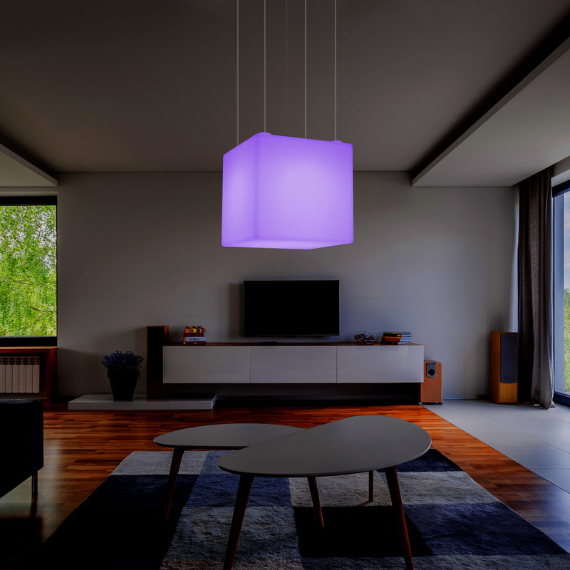 Kubus Hanglamp, Geometrisch Plafondlamp LED Licht, 60cm, E27, RGB met Afstandsbediening