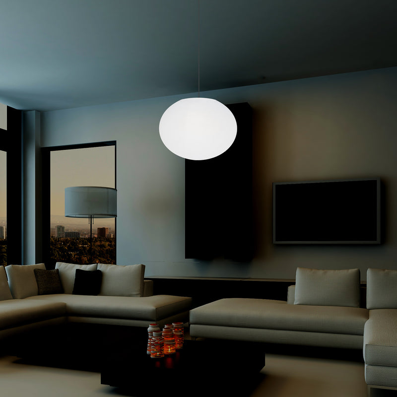 Designer LED Plafondlamp, 3D Ovaal E27 Hanglamp, 27cm Vlakke Bol, Sfeerverlichting