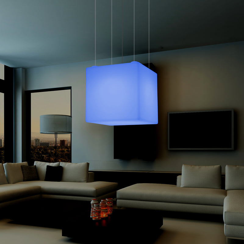 Kubus Hanglamp, Geometrisch Plafondlamp LED Licht, 60cm, E27, RGB met Afstandsbediening