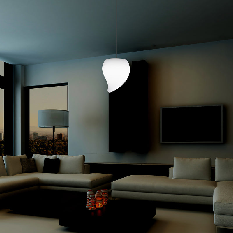 Designer LED Hanglamp, Unieke Traanvormige E27 Hangende Plafondlamp, Wit, Sfeerlicht