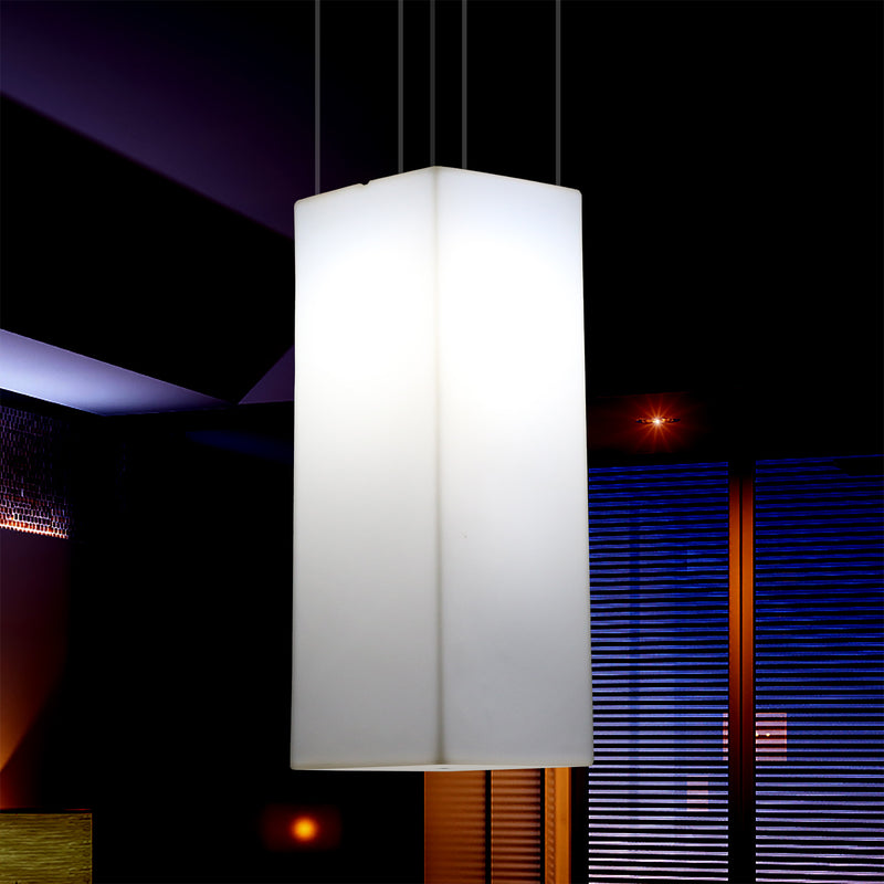 Rechthoekige LED Hanglamp, Moderne Hanglamp, 80cm, E27, Wit, Sfeerverlichting
