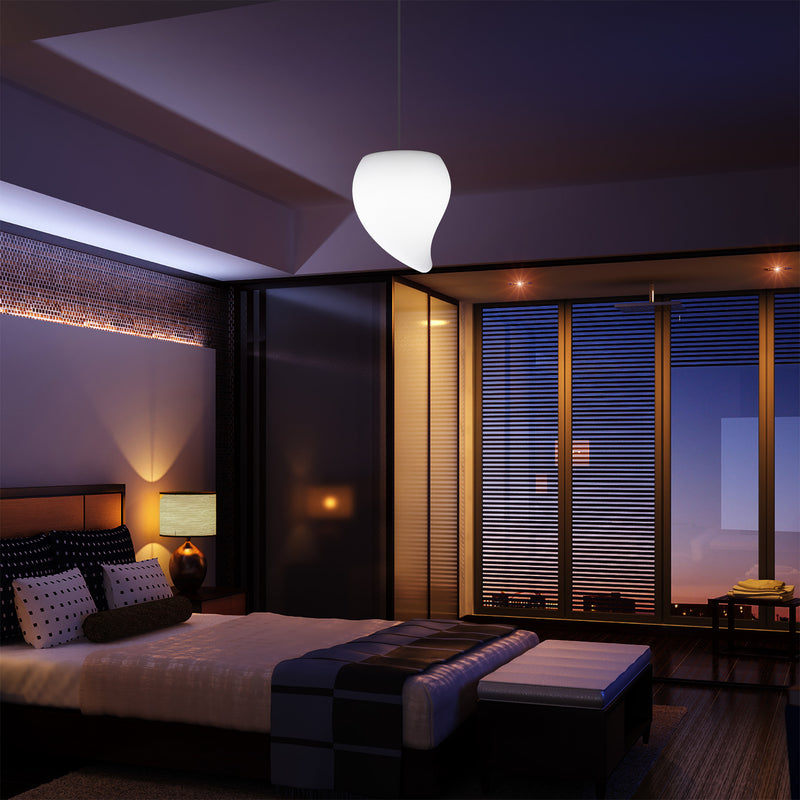 Designer LED Hanglamp, Unieke Traanvormige E27 Hangende Plafondlamp, Wit, Sfeerlicht