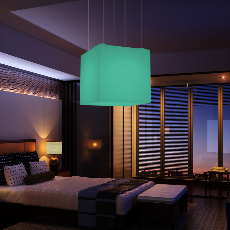Kubus Hanglamp, Geometrisch Plafondlamp LED Licht, 60cm, E27, RGB met Afstandsbediening