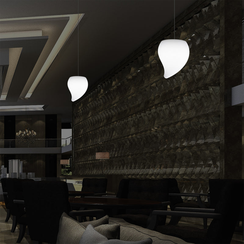 Designer LED Hanglamp, Unieke Traanvormige E27 Hangende Plafondlamp, Wit, Sfeerlicht