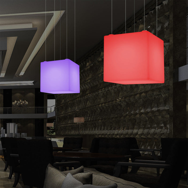 Kubus Hanglamp, Geometrisch Plafondlamp LED Licht, 60cm, E27, RGB met Afstandsbediening