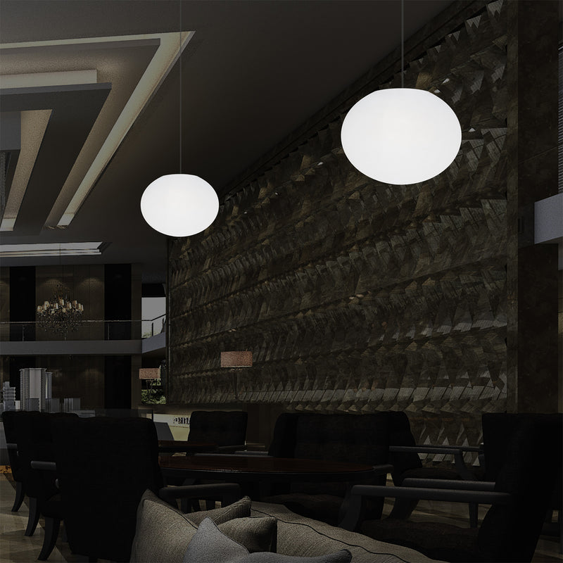 Designer LED Plafondlamp, 3D Ovaal E27 Hanglamp, 27cm Vlakke Bol, Sfeerverlichting