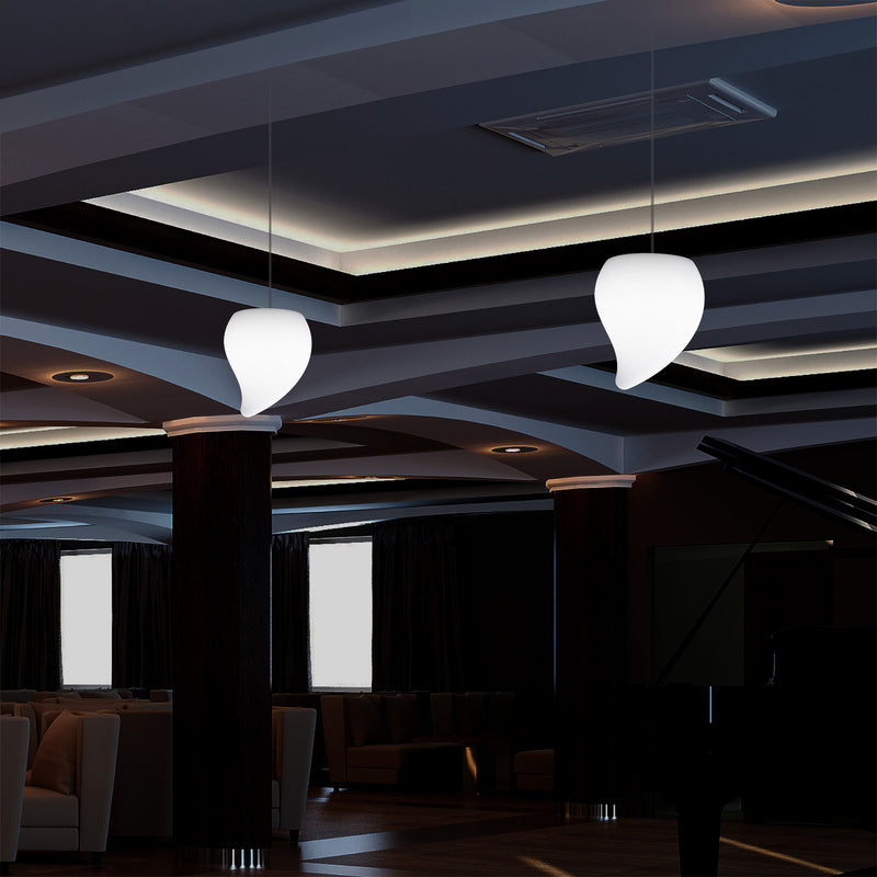 Designer LED Hanglamp, Unieke Traanvormige E27 Hangende Plafondlamp, Wit, Sfeerlicht