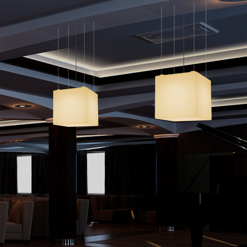 Kubus LED Hanglamp, Geometrische Plafondlamp, 40 x 40 cm, E27, Warm Wit, Sfeerverlichting
