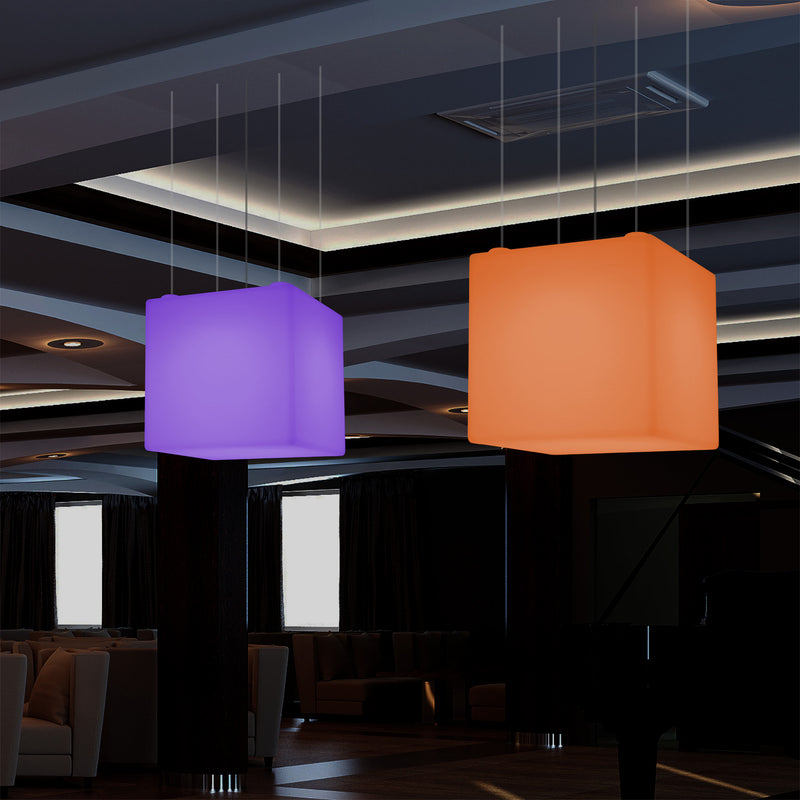 Kubus Hanglamp, Geometrisch Plafondlamp LED Licht, 60cm, E27, RGB met Afstandsbediening