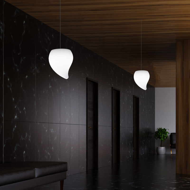 Designer LED Hanglamp, Unieke Traanvormige E27 Hangende Plafondlamp, Wit, Sfeerlicht