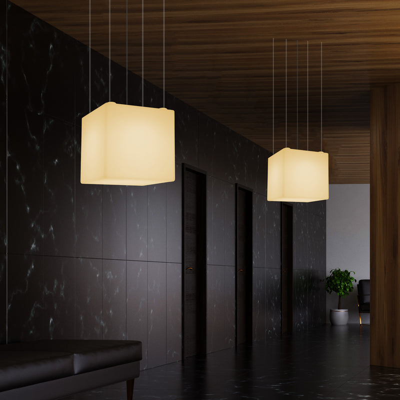 Kubus LED Hanglamp, Geometrische Plafondlamp, 40 x 40 cm, E27, Warm Wit, Sfeerverlichting