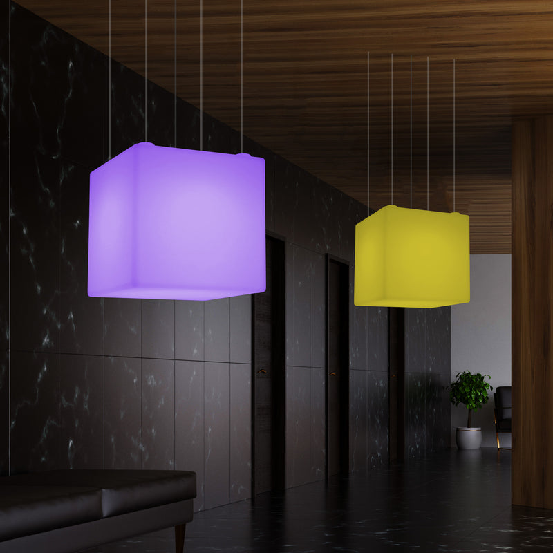 Kubus Hanglamp, Geometrisch Plafondlamp LED Licht, 60cm, E27, RGB met Afstandsbediening