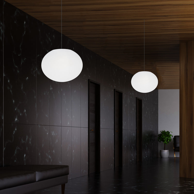 Designer LED Plafondlamp, 3D Ovaal E27 Hanglamp, 27cm Vlakke Bol, Sfeerverlichting