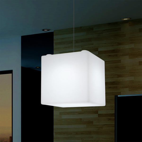 Kubus LED Hanglicht, Geometrische Hanglamp, 30 x 30cm, E27, Wit, Plafondlamp, Sfeerverlichting