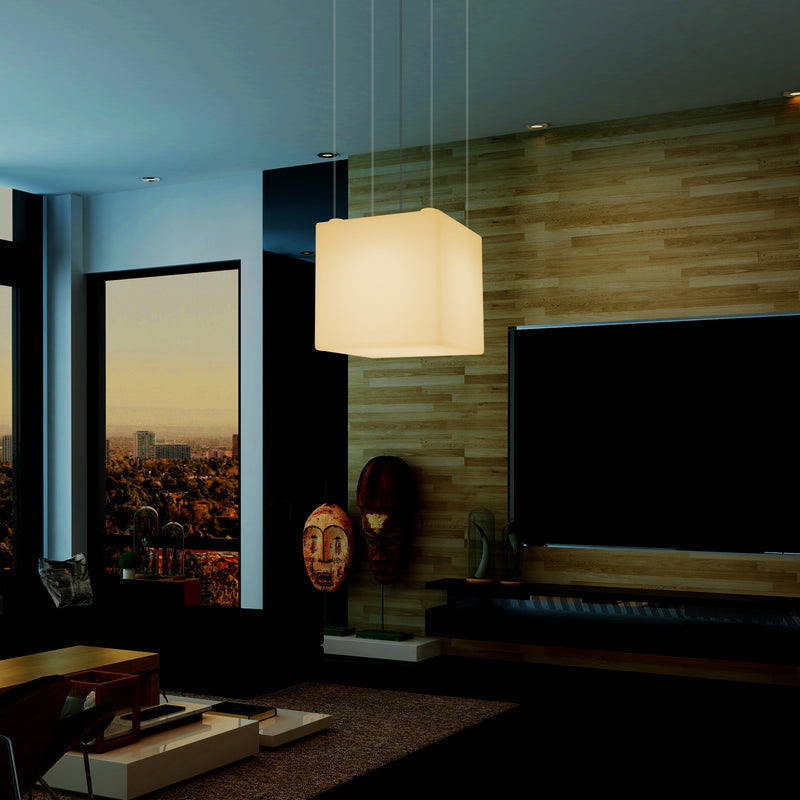 Kubus LED Hanglamp, Geometrische Plafondlamp, 40 x 40 cm, E27, Warm Wit, Sfeerverlichting