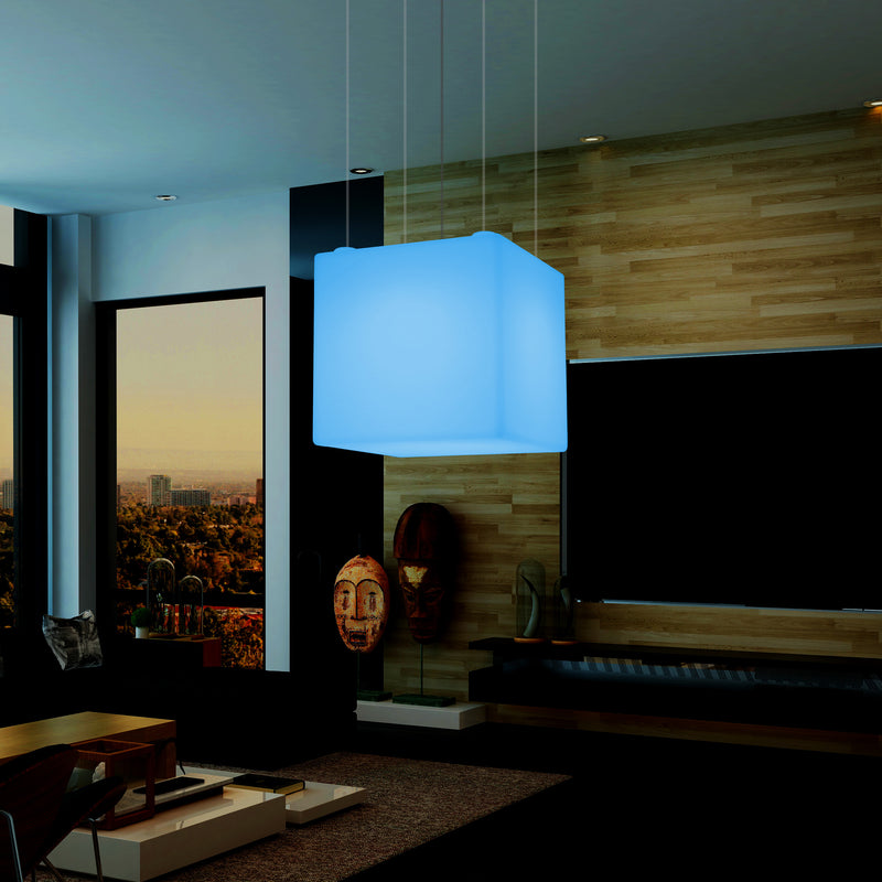 Kubus Hanglamp, Geometrisch Plafondlamp LED Licht, 60cm, E27, RGB met Afstandsbediening