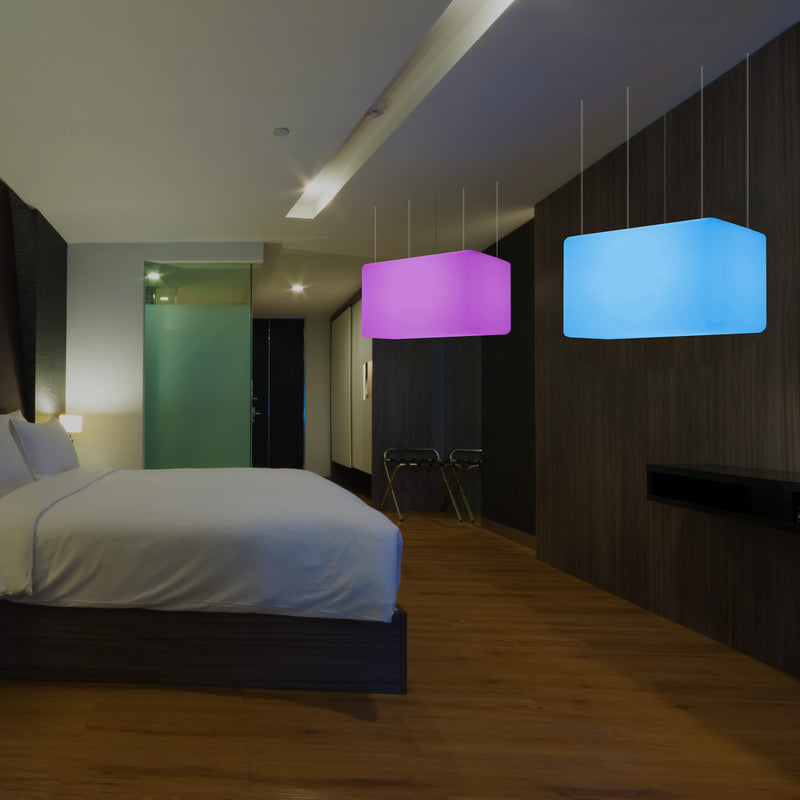 Unieke Plafondlamp, Hangende Lichtzuil, LED Lamp, 55 x 35 cm, E27, RGB met Afstandsbediening