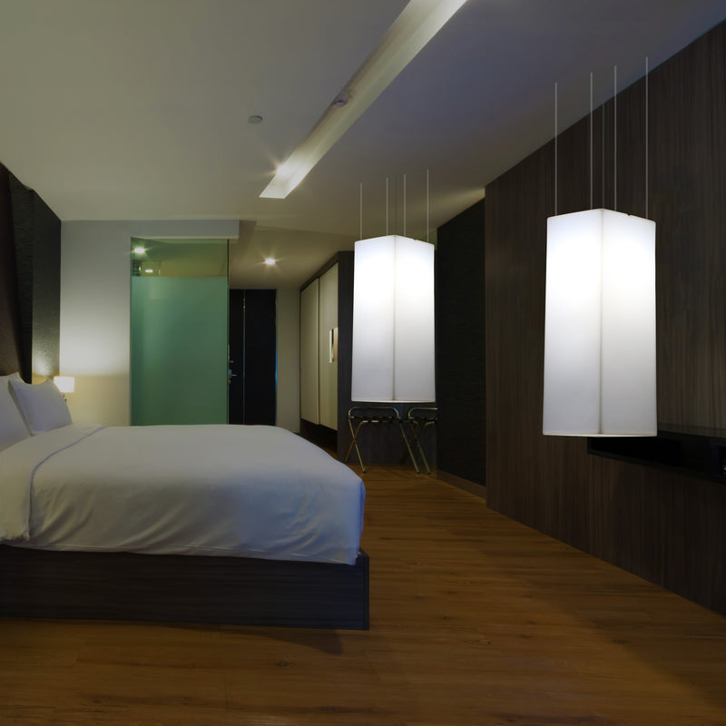 Rechthoekige LED Hanglamp, Moderne Hanglamp, 80cm, E27, Wit, Sfeerverlichting