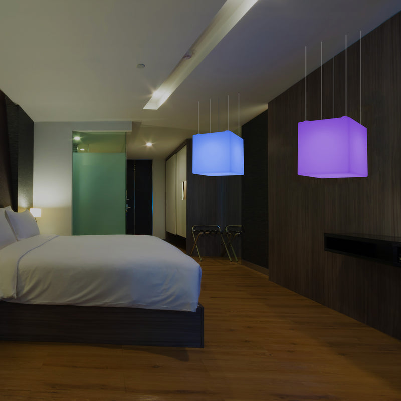 Kubus Hangende LED Lamp, Geometrische SMD RGB Plafondlamp, 500 mm, Sfeerverlichting