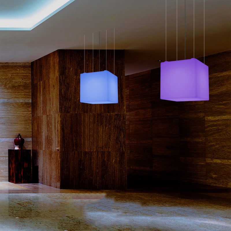 Kubus LED Plafondlamp, Meerkleurige Moderne RGB Hanglamp, 400 mm, Sfeerlicht, Verlichting
