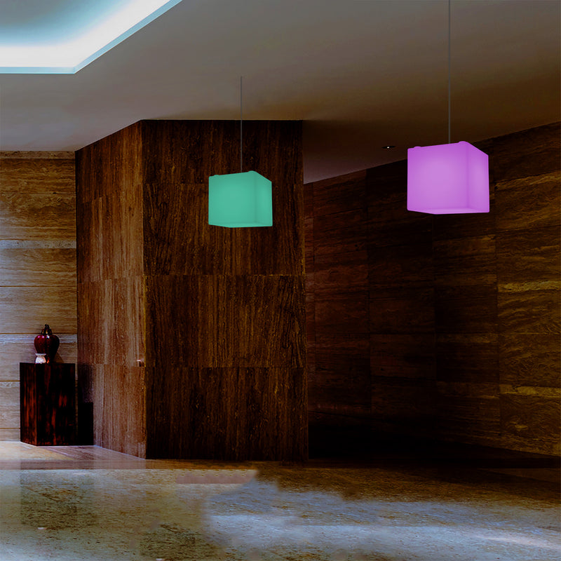 Kubus Hanglamp, Multi-Color Moderne RGB Plafondlamp, 200 mm, LED SMD Sfeerverlichting