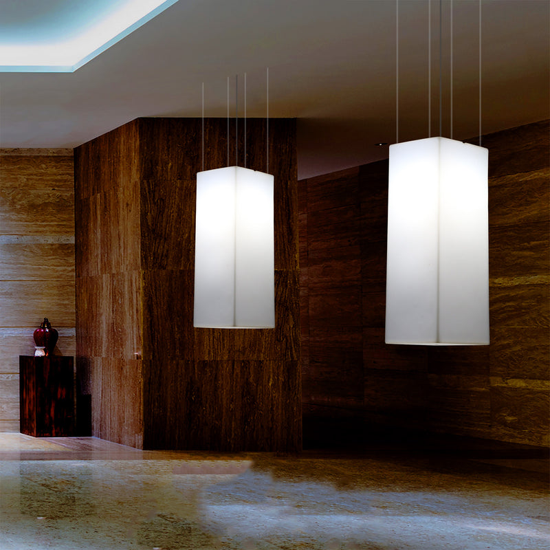 Rechthoekige LED Hanglamp, Moderne Hanglamp, 80cm, E27, Wit, Sfeerverlichting