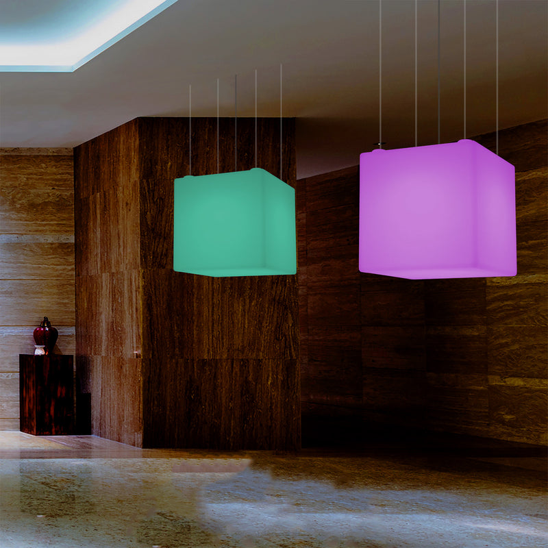 Kubus Hanglamp, Geometrisch Plafondlamp LED Licht, 60cm, E27, RGB met Afstandsbediening