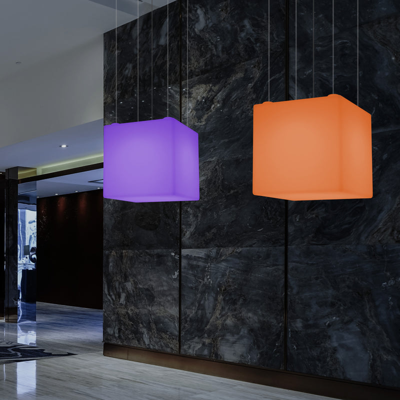 Kubus Hanglamp, Moderne RGB Plafondlamp, 600 mm, LED Sfeerlicht, Grote Lamp met Afstandsbediening